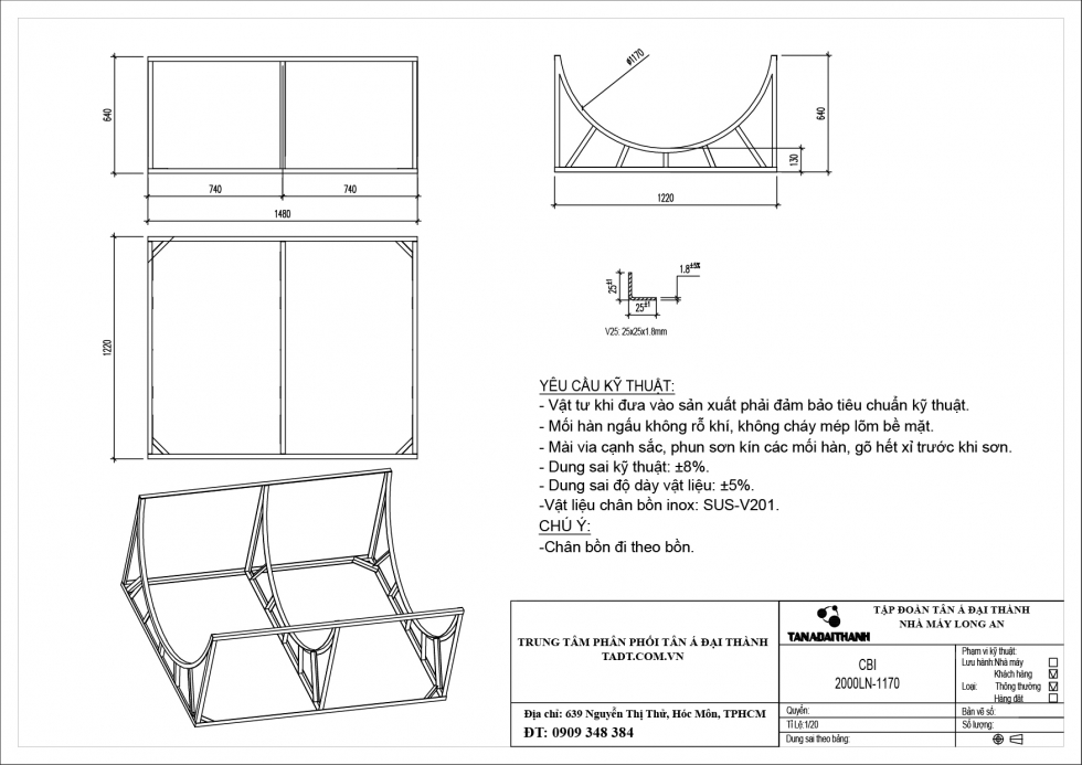 Chân bồn nước 2000l ngang